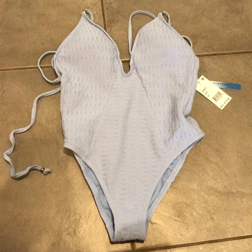 Lucky Brand Plunge Front One Piece Swimsuit - Picture 4 of 5